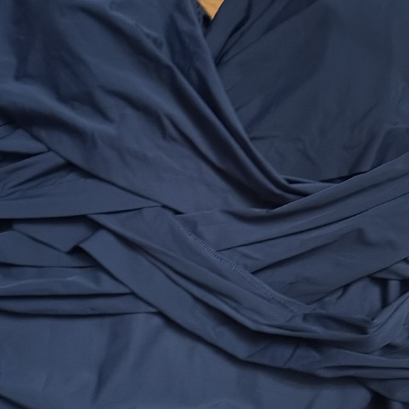 Lands' End Blue One-Piece Swimsuit with Wrap Front - size 14P - Picture 2 of 6